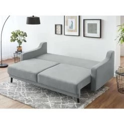 BOBOCHIC TORP - Canapé Droit Convertible - 3 Places - Avec Coffre Couleur - Gris Clair - Gris Clair -BOBOCHIC Soldes 2022 17988651 3