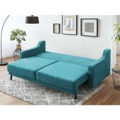BOBOCHIC TORP - Canapé Droit Convertible - 3 Places - Avec Coffre Couleur - Bleu Canard - Bleu Canard -BOBOCHIC Soldes 2022 17988652 3
