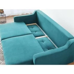 BOBOCHIC TORP - Canapé Droit Convertible - 3 Places - Avec Coffre Couleur - Bleu Canard - Bleu Canard -BOBOCHIC Soldes 2022 17988652 4
