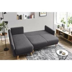 BOBOCHIC MIA - Canapé D'angle Convertible Scandinave - Avec Coffre - 4 Places - Gauche Couleur - Gris Foncé - Gris Foncé -BOBOCHIC Soldes 2022 19273071 3