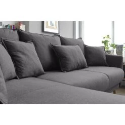 BOBOCHIC MIA - Canapé D'angle Convertible Scandinave - Avec Coffre - 4 Places - Gauche Couleur - Gris Foncé - Gris Foncé -BOBOCHIC Soldes 2022 19273071 4