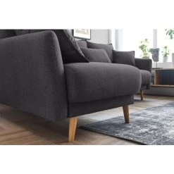 BOBOCHIC MIA - Canapé D'angle Convertible Scandinave - Avec Coffre - 4 Places - Gauche Couleur - Gris Foncé - Gris Foncé -BOBOCHIC Soldes 2022 19273071 5