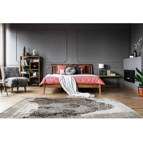 Tapis BOBOCHIC - Tapis Poils Courts VINTO Motif Vintage - Taupe 4 Tapis BOBOCHIC - Tapis Poils Courts VINTO Motif Vintage - Taupe – Image 2