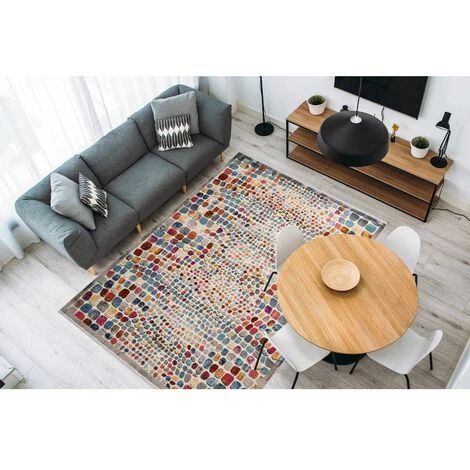 Tapis BOBOCHIC - Tapis Poils Courts VERA Motif Contemporain Multicolore - Multicolore 4 Tapis BOBOCHIC - Tapis Poils Courts VERA Motif Contemporain Multicolore - Multicolore – Image 2