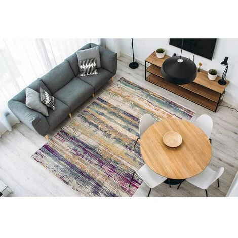 Tapis BOBOCHIC - Tapis Poils Courts SANNY Motif Contemporain Multicolore - Multicolore 4 Tapis BOBOCHIC - Tapis Poils Courts SANNY Motif Contemporain Multicolore - Multicolore – Image 2