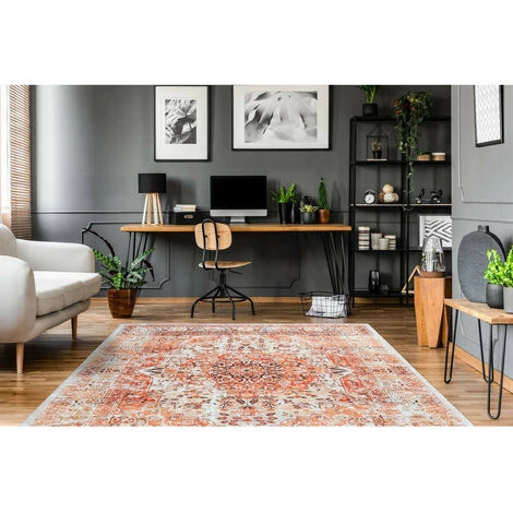 Tapis BOBOCHIC - Tapis Fabrication Artisanale IDELIA Motif Oriental - Orange 4 Tapis BOBOCHIC - Tapis Fabrication Artisanale IDELIA Motif Oriental - Orange – Image 2