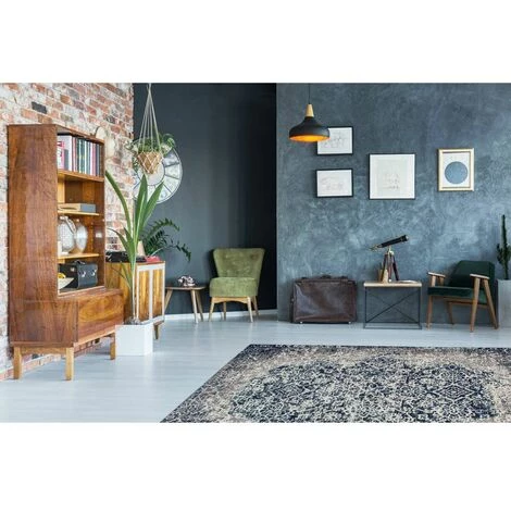 Tapis BOBOCHIC - Tapis Fabrication Artisanale KADIX Motif Vintage - Gris 4 Tapis BOBOCHIC - Tapis Fabrication Artisanale KADIX Motif Vintage - Gris – Image 2