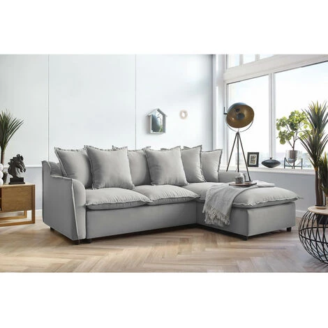 Canapés D'angle Convertibles BOBOCHIC - Canapé D'angle Convertible Coffre MONA Angle Droit Gris Clair - Gris Clair 4 Canapés D'angle Convertibles BOBOCHIC - Canapé D'angle Convertible Coffre MONA Angle Droit Gris Clair - Gris Clair – Image 2