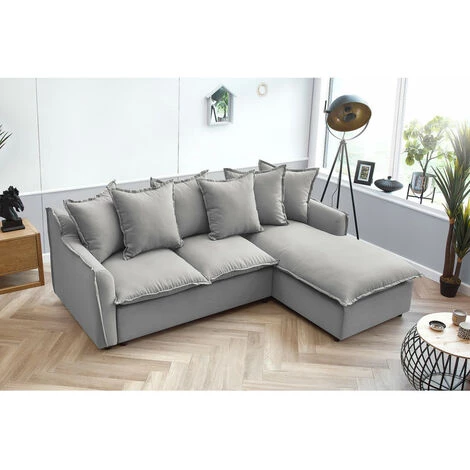 Canapés D'angle Convertibles BOBOCHIC - Canapé D'angle Convertible Coffre MONA Angle Droit Gris Clair - Gris Clair 5 Canapés D'angle Convertibles BOBOCHIC - Canapé D'angle Convertible Coffre MONA Angle Droit Gris Clair - Gris Clair – Image 3