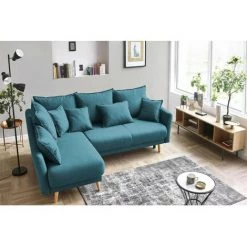 Canapés D'angle Convertibles BOBOCHIC - Canapé D'angle Convertible MIA Angle Gauche Bleu Canard - Bleu Canard -BOBOCHIC Soldes 2022 23405513 4