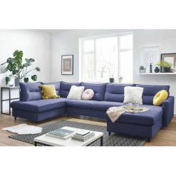 Canapés D'angle Convertibles BOBOCHIC - Canapé Panoramique XXL Convertible SINKI Angle Gauche Bleu Marine - Bleu Marine -BOBOCHIC Soldes 2022 23406137 3