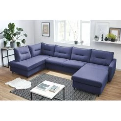 Canapés D'angle Convertibles BOBOCHIC - Canapé Panoramique XXL Convertible SINKI Angle Gauche Bleu Marine - Bleu Marine -BOBOCHIC Soldes 2022 23406137 5