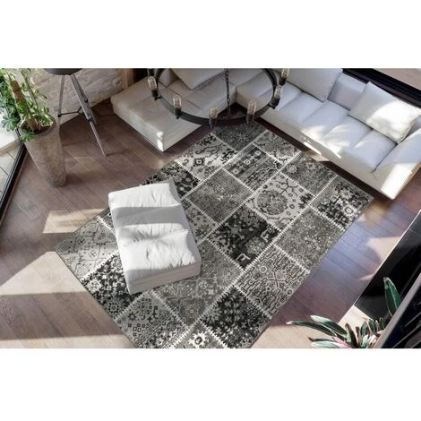 Tapis BOBOCHIC - Tapis Poils Courts STINSON Motif Contemporain - Gris 6 Tapis BOBOCHIC - Tapis Poils Courts STINSON Motif Contemporain - Gris – Image 4