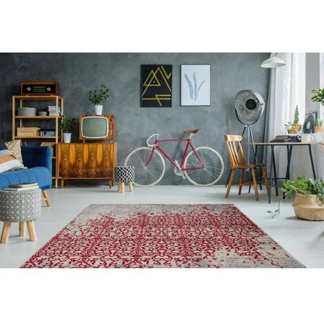 Tapis BOBOCHIC - Tapis Poils Courts FAKIR Motif Vintage - Rouge 6 Tapis BOBOCHIC - Tapis Poils Courts FAKIR Motif Vintage - Rouge – Image 4