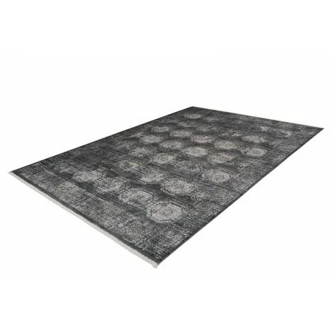 Tapis BOBOCHIC - Tapis Poils Courts FAKIR Motif Vintage - Gris 4 Tapis BOBOCHIC - Tapis Poils Courts FAKIR Motif Vintage - Gris – Image 2