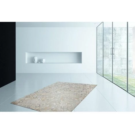 Tapis BOBOCHIC - Tapis En Cuir KHALED Motif Contemporain - Gris 6 Tapis BOBOCHIC - Tapis En Cuir KHALED Motif Contemporain - Gris – Image 4