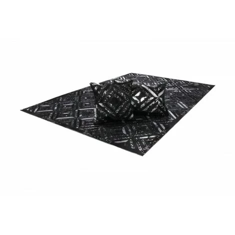 Tapis BOBOCHIC - Tapis En Cuir KHALED Motif Contemporain - Noir 4 Tapis BOBOCHIC - Tapis En Cuir KHALED Motif Contemporain - Noir – Image 2