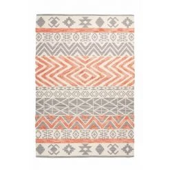 Tapis BOBOCHIC - Tapis Polis Courts ITAKA Motif Ethnique - Gris