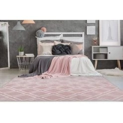 Tapis BOBOCHIC - Tapis Poils Courts RIMINI Motif Berbère - Rose -BOBOCHIC Soldes 2022 23407030 4