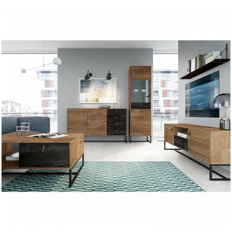 Etagères BOBOCHIC - Étagère DAKAR Chêne Et Graphite - Marron 4 Etagères BOBOCHIC - Étagère DAKAR Chêne Et Graphite - Marron – Image 2