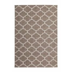 Tapis D'extérieur BOBOCHIC - Tapis D'extérieur ROMON Gris Motif Graphique - Beige