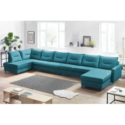 Canapé Panoramique Convertible BOBOCHIC - Canapé Panoramique XXXXL Convertible SINKI Angle Droit Bleu Canard - Bleu Canard -BOBOCHIC Soldes 2022 23408078 3