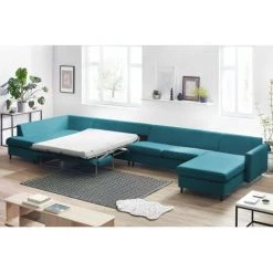 Canapé Panoramique Convertible BOBOCHIC - Canapé Panoramique XXXXL Convertible SINKI Angle Droit Bleu Canard - Bleu Canard -BOBOCHIC Soldes 2022 23408078 5