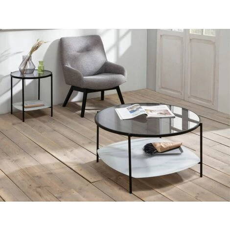 Bout De Canapé BOBOCHIC - Bout De Canapé DORI Noir Et Blanc - Noir 4 Bout De Canapé BOBOCHIC - Bout De Canapé DORI Noir Et Blanc - Noir – Image 2