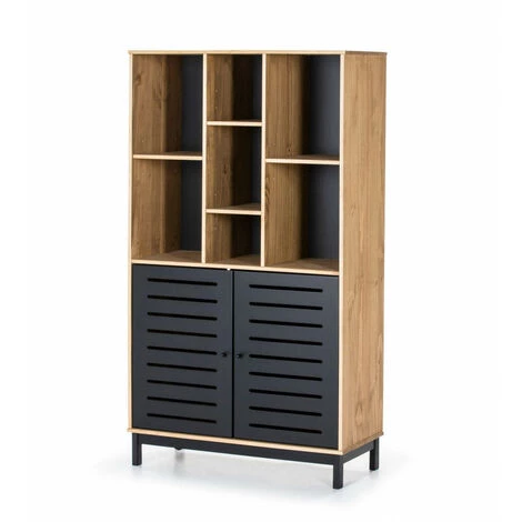 Buffets BOBOCHIC - Buffet Haut AUSTIN Noir Et Bois Clair - Bois Et Noir 5 Buffets BOBOCHIC - Buffet Haut AUSTIN Noir Et Bois Clair - Bois Et Noir – Image 3