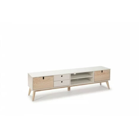 Meubles TV BOBOCHIC - Meuble TV 180 Cm YUGO Blanc Et Bois Clair - Blanc 3 Meubles TV BOBOCHIC - Meuble TV 180 Cm YUGO Blanc Et Bois Clair - Blanc