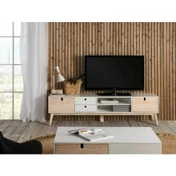 Meubles TV BOBOCHIC - Meuble TV 180 Cm YUGO Blanc Et Bois Clair - Blanc 8 Meubles TV BOBOCHIC - Meuble TV 180 Cm YUGO Blanc Et Bois Clair - Blanc -BOBOCHIC Soldes 2022 23409535 2