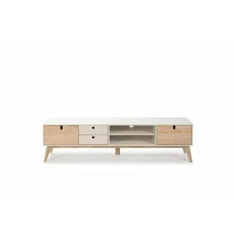 Meubles TV BOBOCHIC - Meuble TV 180 Cm YUGO Blanc Et Bois Clair - Blanc 6 Meubles TV BOBOCHIC - Meuble TV 180 Cm YUGO Blanc Et Bois Clair - Blanc – Image 4