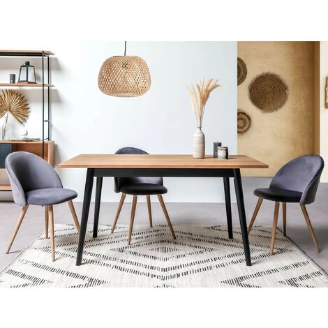 Table à Manger BOBOCHIC - Table à Manger 150 Cm KATIO Couleur Noir Et Bois Clair - Bois 4 Table à Manger BOBOCHIC - Table à Manger 150 Cm KATIO Couleur Noir Et Bois Clair - Bois – Image 2