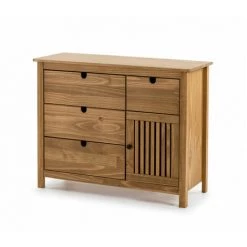 Commodes BOBOCHIC - Commode 4 Tiroirs 1 Porte CAPRI Bois Clair - Marron -BOBOCHIC Soldes 2022 23409609 4