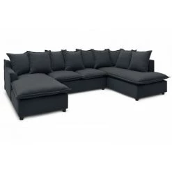 Canapés D'angle Convertibles BOBOCHIC - Canapé Panoramique Convertible Coffre MONA Angle Gauche Anthracite - Anthracite