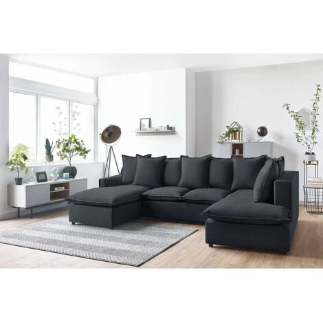 Canapés D'angle Convertibles BOBOCHIC - Canapé Panoramique Convertible Coffre MONA Angle Gauche Anthracite - Anthracite 4 Canapés D'angle Convertibles BOBOCHIC - Canapé Panoramique Convertible Coffre MONA Angle Gauche Anthracite - Anthracite – Image 2