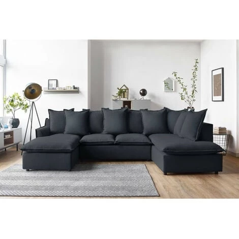 Canapés D'angle Convertibles BOBOCHIC - Canapé Panoramique Convertible Coffre MONA Angle Gauche Anthracite - Anthracite 5 Canapés D'angle Convertibles BOBOCHIC - Canapé Panoramique Convertible Coffre MONA Angle Gauche Anthracite - Anthracite – Image 3