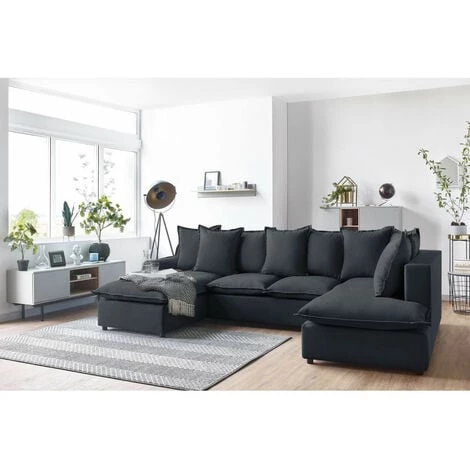 Canapés D'angle Convertibles BOBOCHIC - Canapé Panoramique Convertible Coffre MONA Angle Gauche Anthracite - Anthracite 7 Canapés D'angle Convertibles BOBOCHIC - Canapé Panoramique Convertible Coffre MONA Angle Gauche Anthracite - Anthracite – Image 5