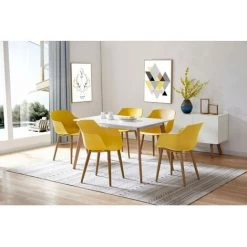 Chaise Et Fauteuil De Table BOBOCHIC - Lot De 2 Chaises De Table PRINS Jaune - Jaune -BOBOCHIC Soldes 2022 23409777 3