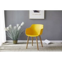 Chaise Et Fauteuil De Table BOBOCHIC - Lot De 2 Chaises De Table PRINS Jaune - Jaune -BOBOCHIC Soldes 2022 23409777 4