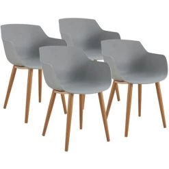 Chaise Et Fauteuil De Table BOBOCHIC - Lot De 4 Chaises De Table PRINS Gris - Gris