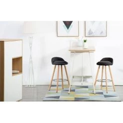 Tabouret De Bar BOBOCHIC - Lot De 2 Tabourets H.79 Cm ANIS Tissu Anthracite - Anthracite -BOBOCHIC Soldes 2022 23409785 4