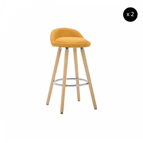 Tabouret De Bar BOBOCHIC - Lot De 2 Tabourets H.79 Cm ANIS Tissu Jaune - Jaune 3 Tabouret De Bar BOBOCHIC - Lot De 2 Tabourets H.79 Cm ANIS Tissu Jaune - Jaune