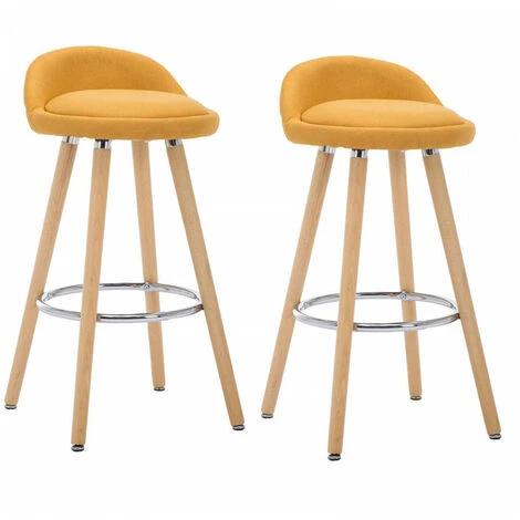 Tabouret De Bar BOBOCHIC - Lot De 2 Tabourets H.79 Cm ANIS Tissu Jaune - Jaune 4 Tabouret De Bar BOBOCHIC - Lot De 2 Tabourets H.79 Cm ANIS Tissu Jaune - Jaune – Image 2