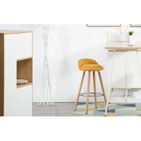 Tabouret De Bar BOBOCHIC - Lot De 2 Tabourets H.79 Cm ANIS Tissu Jaune - Jaune 5 Tabouret De Bar BOBOCHIC - Lot De 2 Tabourets H.79 Cm ANIS Tissu Jaune - Jaune – Image 3
