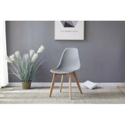 Chaise Et Fauteuil De Table BOBOCHIC - Lot De 4 Chaises De Table ENKE Gris - Gris -BOBOCHIC Soldes 2022 23409789 4