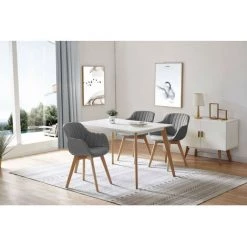Chaise Et Fauteuil De Table BOBOCHIC - Lot De 4 Fauteuils De Table TALEG Tissu Gris - Gris -BOBOCHIC Soldes 2022 23409797 2