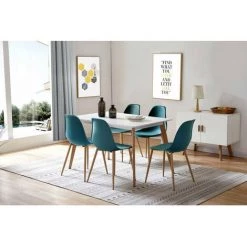 Chaise Et Fauteuil De Table BOBOCHIC - Lot De 2 Chaises De Table APLO Bleu Canard - Bleu Canard -BOBOCHIC Soldes 2022 23409805 3