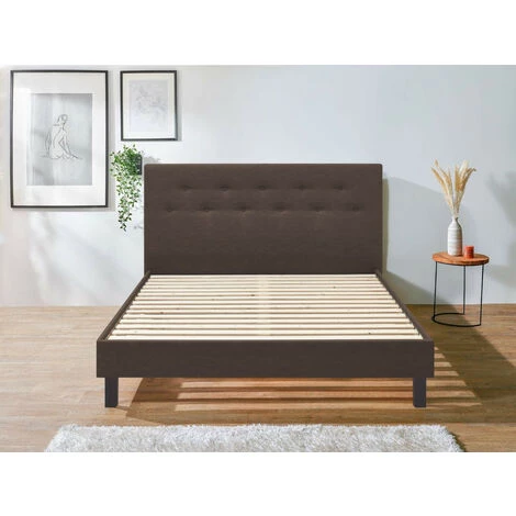 Lit BOBOCHIC - Lit 140x190 Cm PERRY Avec Lattes Massives Pieds Carrés Wengé 140x190 Marron - Marron 4 Lit BOBOCHIC - Lit 140x190 Cm PERRY Avec Lattes Massives Pieds Carrés Wengé 140x190 Marron - Marron – Image 2