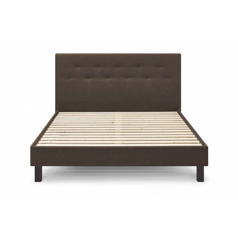 Lit BOBOCHIC - Lit 140x190 Cm PERRY Avec Lattes Massives Pieds Carrés Wengé 140x190 Marron - Marron 5 Lit BOBOCHIC - Lit 140x190 Cm PERRY Avec Lattes Massives Pieds Carrés Wengé 140x190 Marron - Marron – Image 3